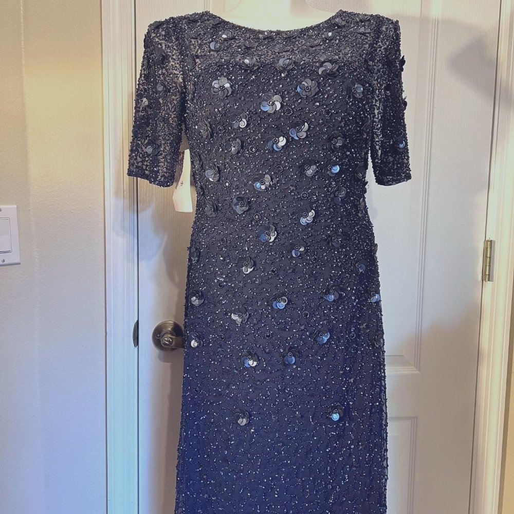 Adrianna Papell Navy Sequin Dress - Picture 1 of 16
